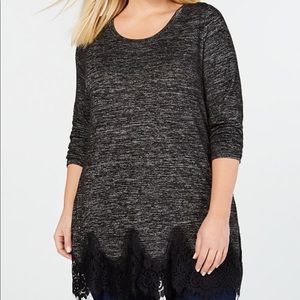 Seven7 grey with black lace tunic